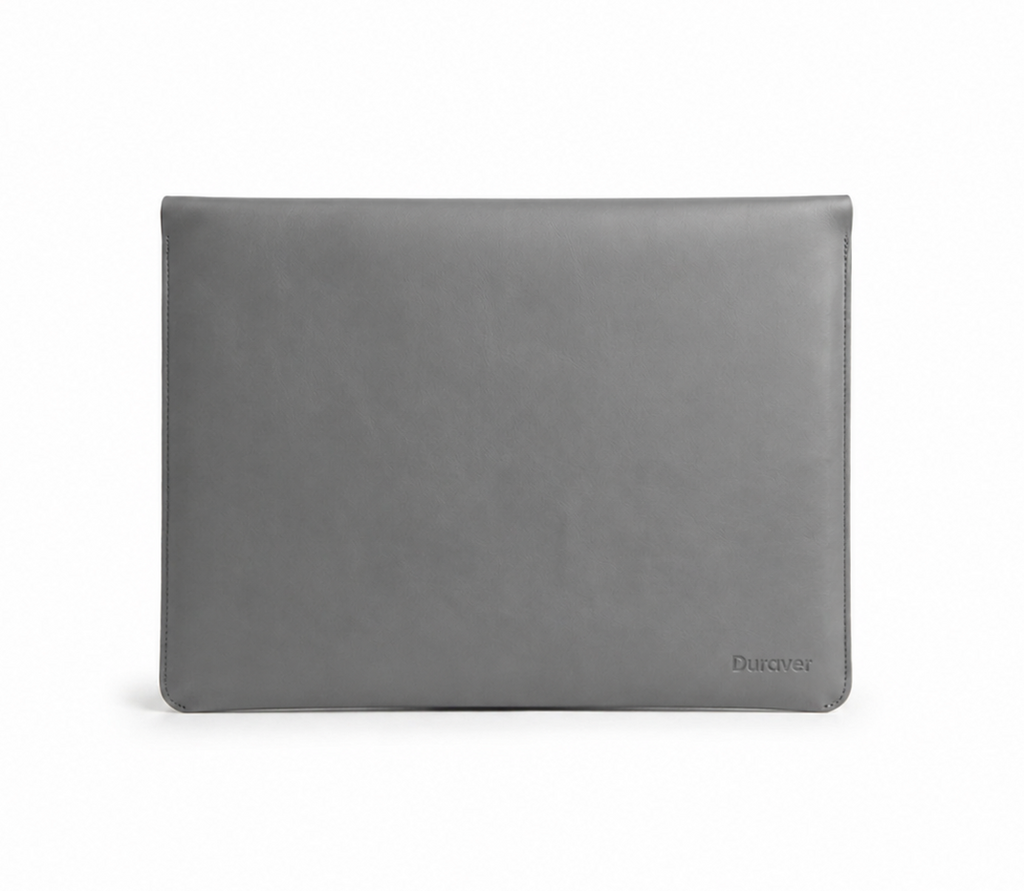 Bao Đựng Laptop Da Thật Siêu Mỏng Dáng Slimfit - Xám Đá