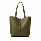 Fashionable women's tote bag with buckle strap.