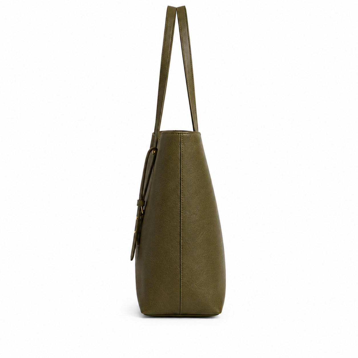 Fashionable women's tote bag with buckle strap.