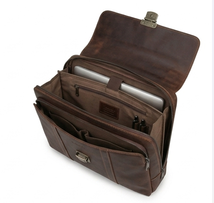 Cặp da công sở đựng laptop, hồ sơ da bò thủ công cao cấp phong cách retro.