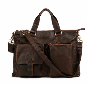 Premium Leather Frontier Briefcase Vintage Style