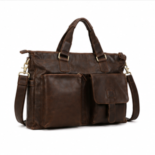 Premium Leather Frontier Briefcase Vintage Style