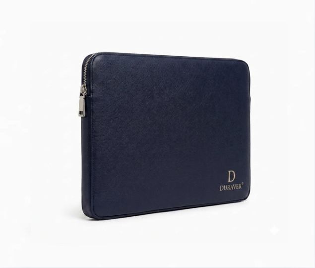 Soft, Water-Resistant Mill Grain Cowhide Leather Laptop Sleeve