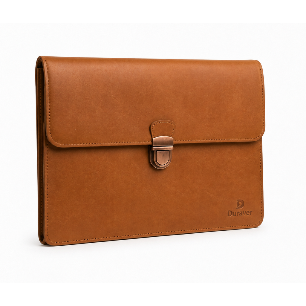 Tech Folio Laptop and A4 Document Sleeve - Cowhide Brown