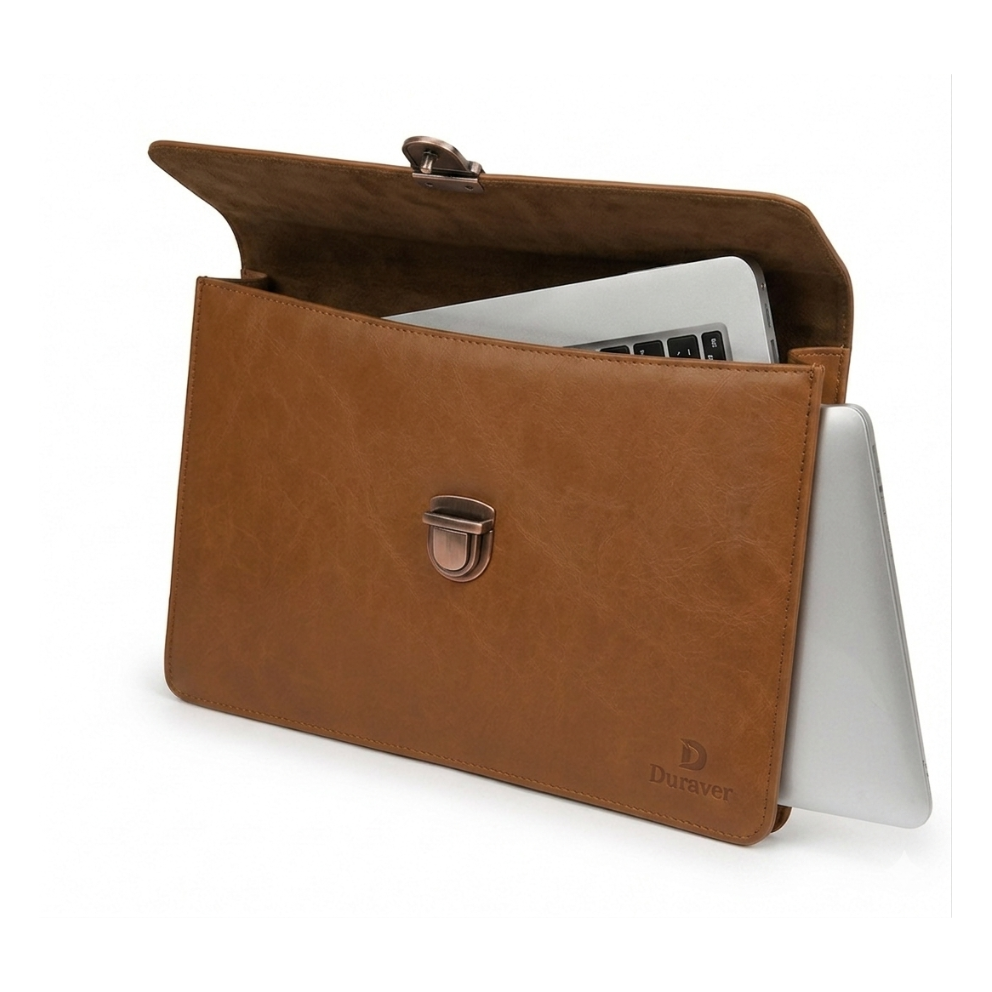 Tech Folio Laptop and A4 Document Sleeve - Cowhide Brown